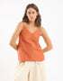 Top in cotton thin straps with a V-neckline